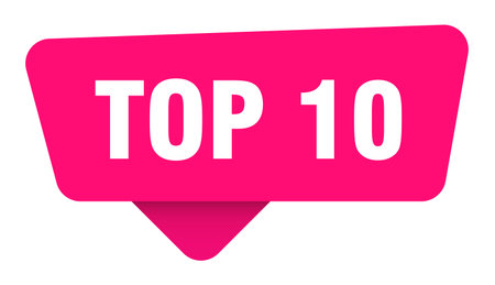 top 10 signs top 10 magenta sticker isolated on transpatent backgroundのイラスト素材