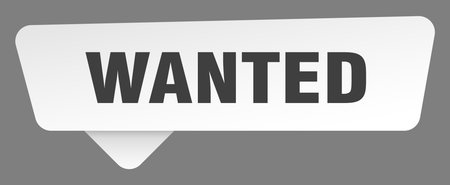 wanted white sticker isolated on gray background. wanted signのイラスト素材