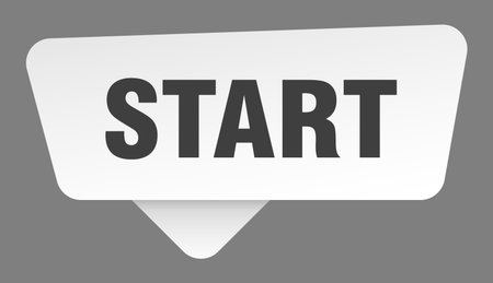 start white sticker isolated on gray background. start signal