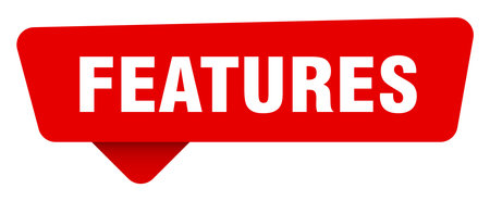 feature sign. features red sticker isolated on transpatent background