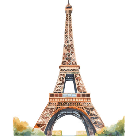 Eiffel Tower. Eiffel Tower hand drawn watercolor vector illustration