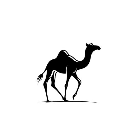 camel simple black and white line art vector logo. camelのイラスト素材