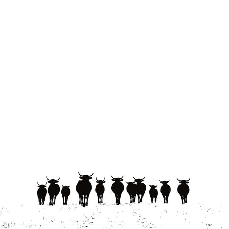 cattle simple black and white line art vector logo. cattleのイラスト素材