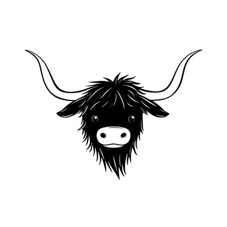cattle simple black and white line art vector logo. cattleのイラスト素材