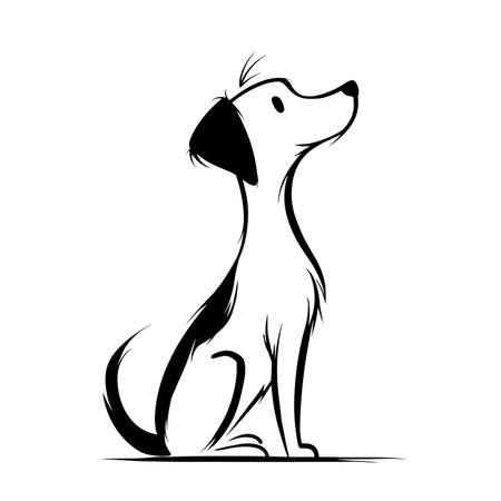 dog simple black and white line art vector logo. Great Daneのイラスト素材