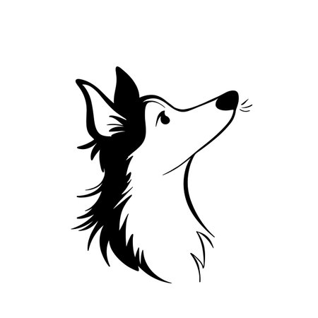 dog simple black and white line art vector logo. Great Daneのイラスト素材