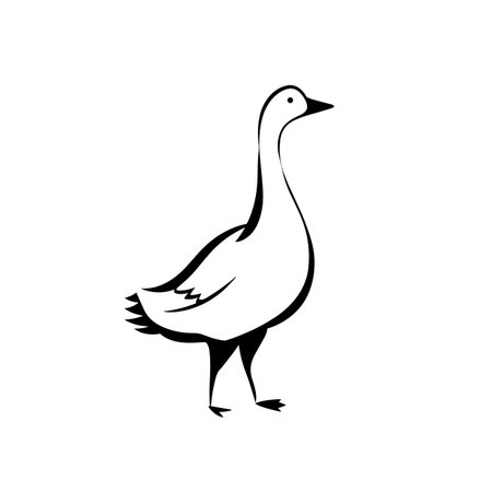 goose simple black and white line art vector logo. gooseのイラスト素材