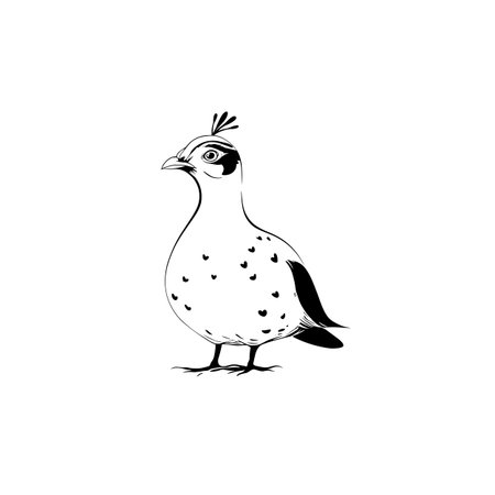 guinea fowl simple black and white line art vector logo. guinea fowlのイラスト素材