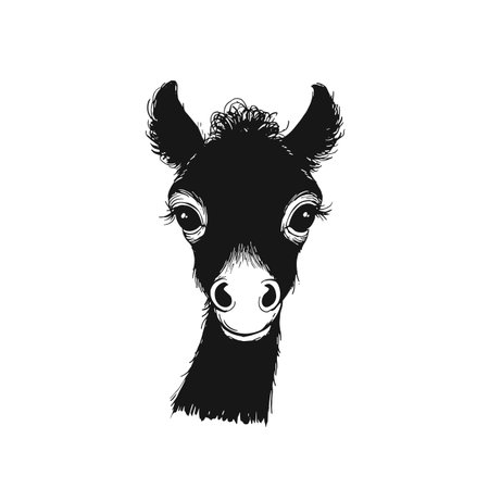 foal simple black and white line art vector logo. foalのイラスト素材