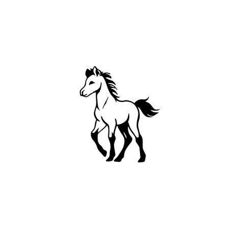 foal simple black and white line art vector logo. foalのイラスト素材