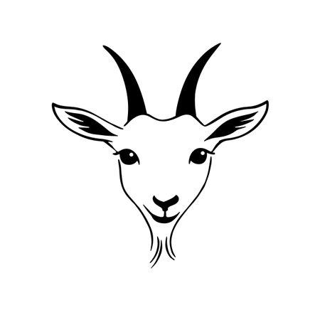goat simple black and white line art vector logo. goatのイラスト素材
