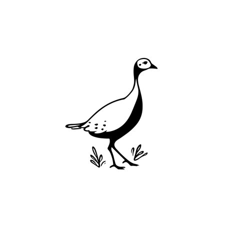 guinea fowl simple black and white line art vector logo. guinea fowlのイラスト素材