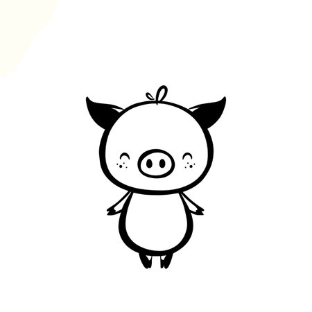 piglet simple black and white line art vector logo. piglet