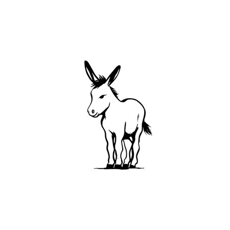 mule simple black and white line art vector logo. muleのイラスト素材