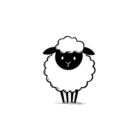 sheep simple black and white line art vector logo. sheepのイラスト素材