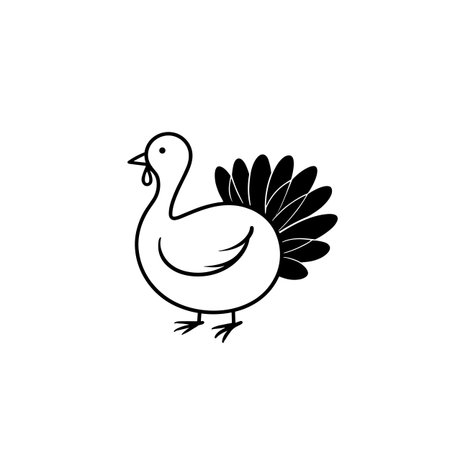 turkey simple black and white line art vector logo. turkeyのイラスト素材