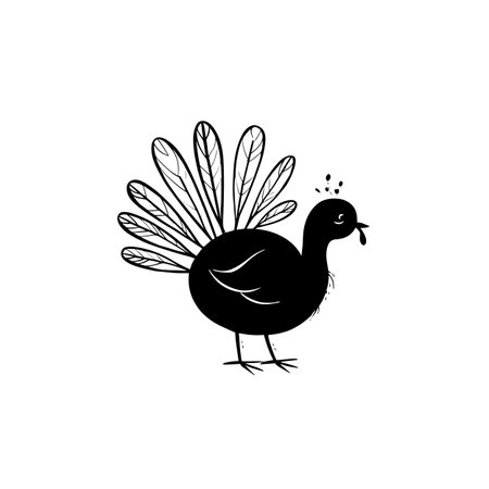 turkey simple black and white line art vector logo. turkeyのイラスト素材