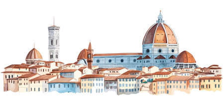 Florence Cathedral. Florence Cathedral hand drawn watercolor vector illustrationのイラスト素材