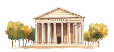 Pantheon. Pantheon hand drawn watercolor vector illustrationのイラスト素材