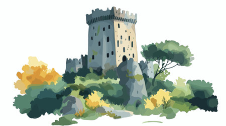 Blarney Castle. Blarney Castle hand drawn watercolor vector illustrationのイラスト素材