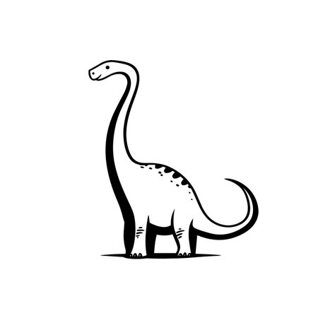Apatosaurus simple black and white line art vector logo. Apatosaurusのイラスト素材