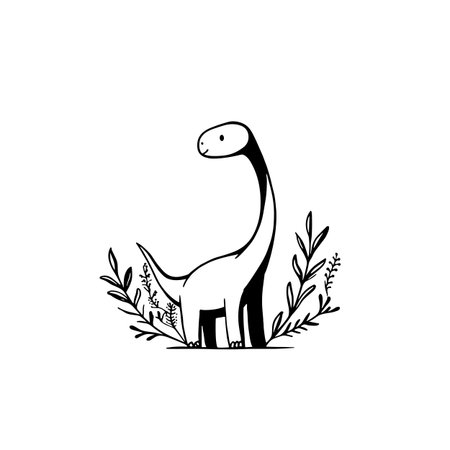 Apatosaurus simple black and white line art vector logo. Apatosaurusのイラスト素材