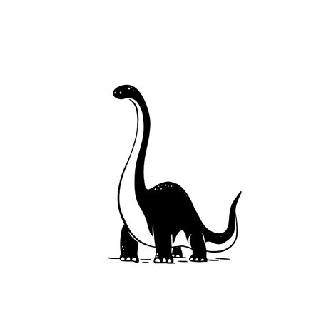 Apatosaurus simple black and white line art vector logo. Apatosaurusのイラスト素材