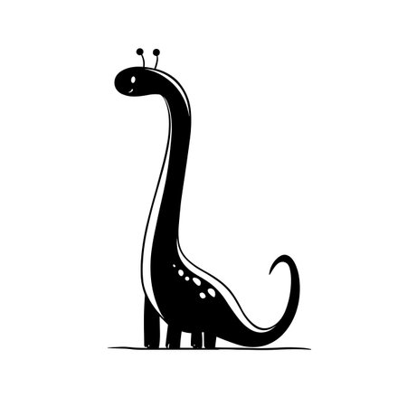 Apatosaurus simple black and white line art vector logo. Apatosaurusのイラスト素材