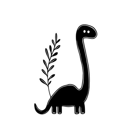 Apatosaurus simple black and white line art vector logo. Apatosaurusのイラスト素材