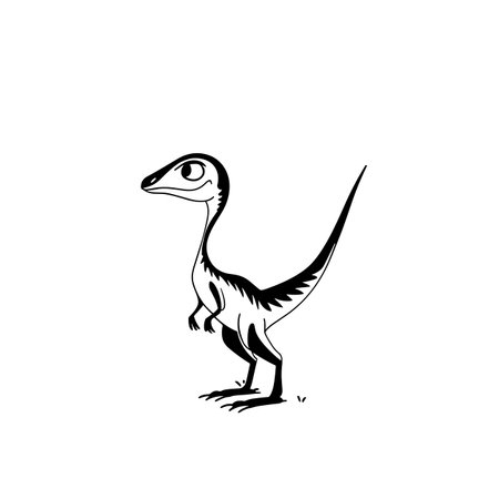 Compsognathus simple black and white line art vector logo. Compsognathusのイラスト素材