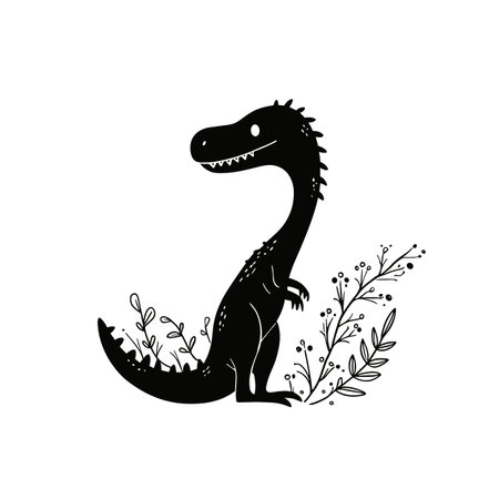 Baryonyx simple black and white line art vector logo. Baryonyxのイラスト素材