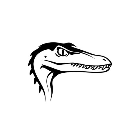 Baryonyx simple black and white line art vector logo. Baryonyxのイラスト素材