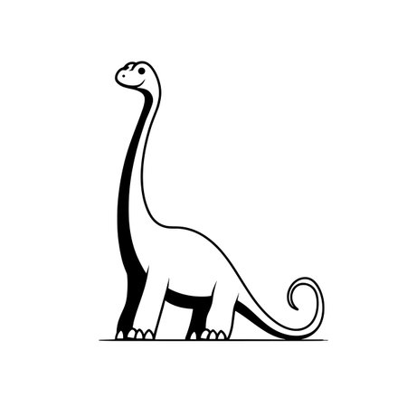 Brachiosaurus simple black and white line art vector logo. Brachiosaurusのイラスト素材