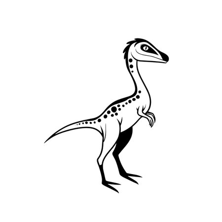 Compsognathus simple black and white line art vector logo. Compsognathusのイラスト素材