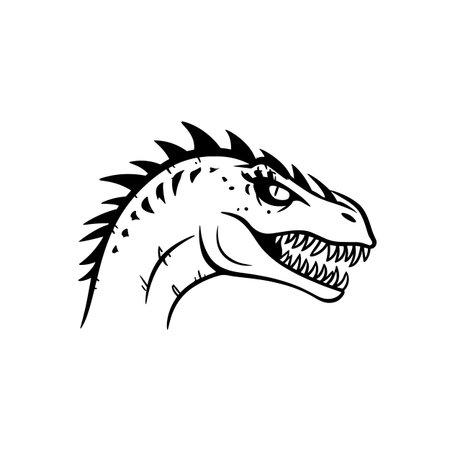 Carnotaurus simple black and white line art vector logo. Carnotaurusのイラスト素材