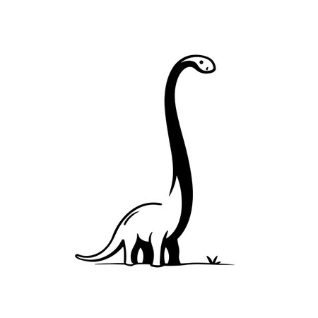 Brachiosaurus simple black and white line art vector logo. Brachiosaurusのイラスト素材