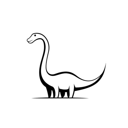 Iguanodon simple black and white line art vector logo. Iguanodonのイラスト素材
