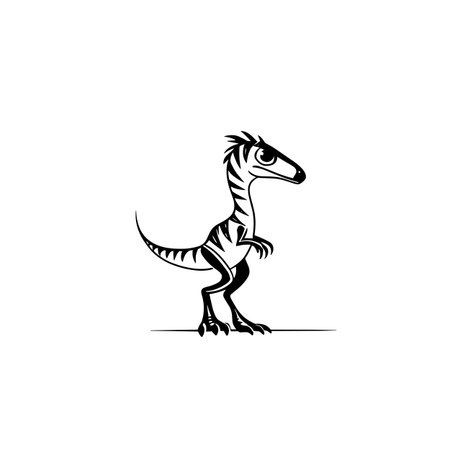 Dilophosaurus simple black and white line art vector logo. Dilophosaurusのイラスト素材