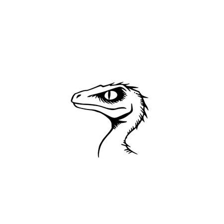 Dilophosaurus simple black and white line art vector logo. Dilophosaurusのイラスト素材