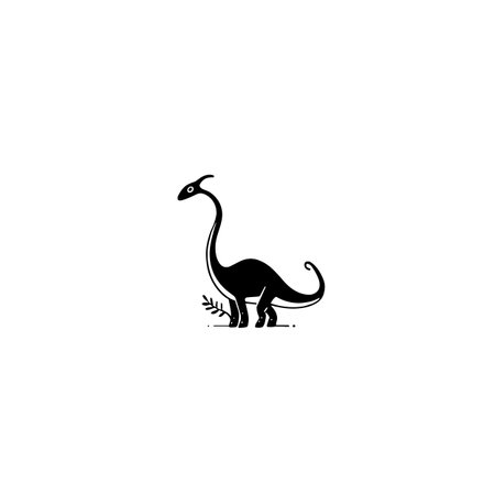 Parasaurolophus simple black and white line art vector logo. Parasaurolophusのイラスト素材