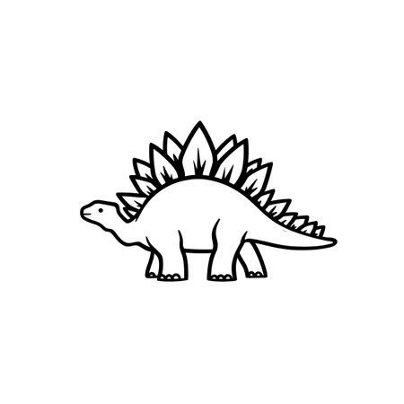 Stegosaurus simple black and white line art vector logo. Stegosaurusのイラスト素材