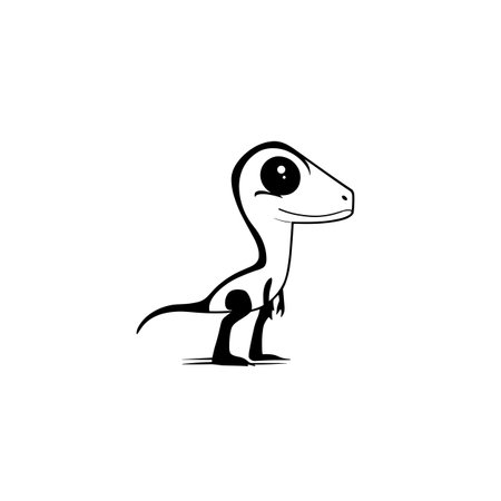 Velociraptor simple black and white line art vector logo. Velociraptorのイラスト素材