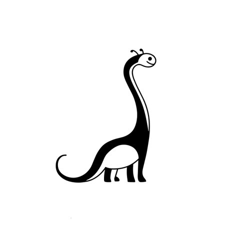 Iguanodon simple black and white line art vector logo. Iguanodonのイラスト素材