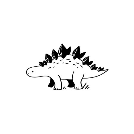 Ankylosaurus simple black and white line art vector logo. Ankylosaurusのイラスト素材
