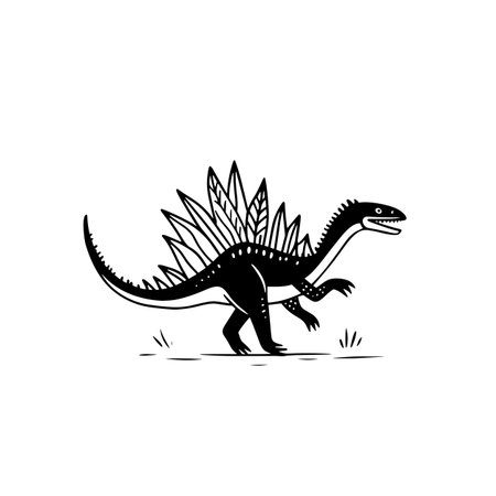 Spinosaurus simple black and white line art vector logo. Spinosaurusのイラスト素材