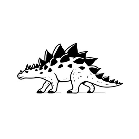 Ankylosaurus simple black and white line art vector logo. Ankylosaurusのイラスト素材