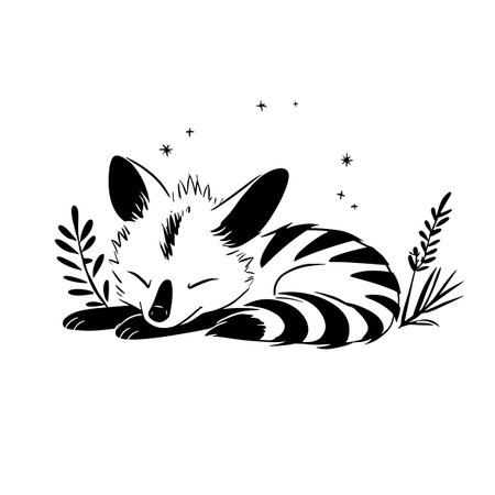 Aardwolf simple black and white line art vector logo. Aardwolfのイラスト素材