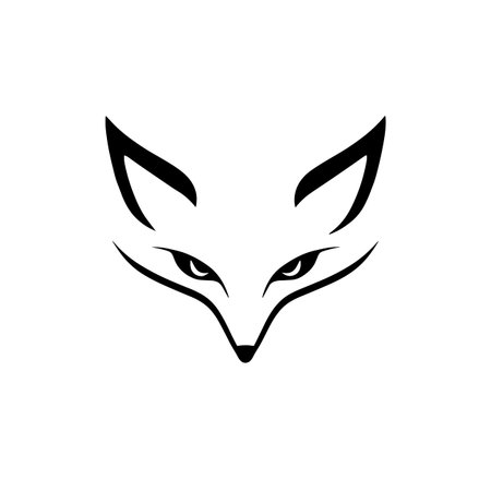 Gray Fox simple black and white line art vector logo. Gray Foxのイラスト素材