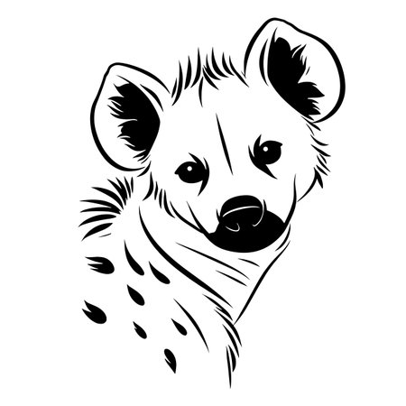 Hyena simple black and white line art vector logo. Hyenaのイラスト素材