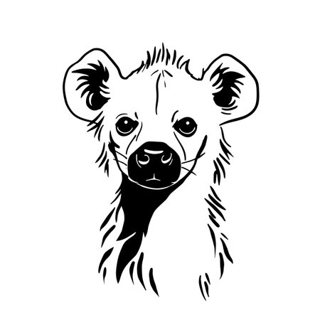 Hyena simple black and white line art vector logo. Hyenaのイラスト素材